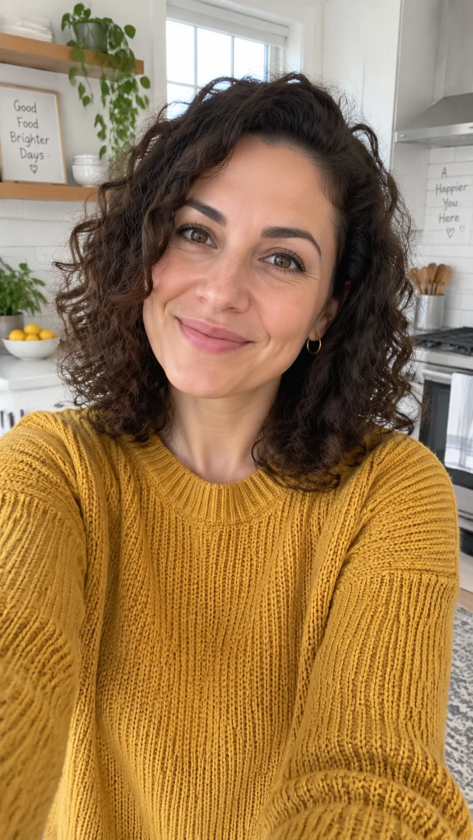 Reference image: presenter in a kitchen